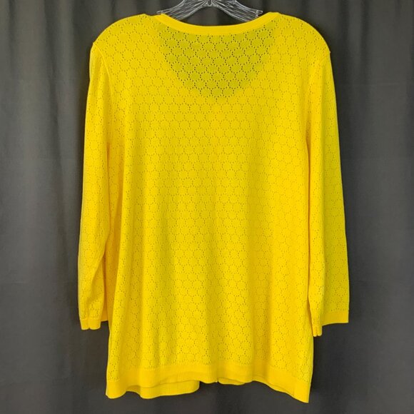 Talbots Cotton Blend Button Up Yellow Cardigan Sz 1X - Picture 15 of 16